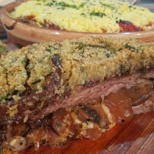 Vacío relleno con graten de verduras